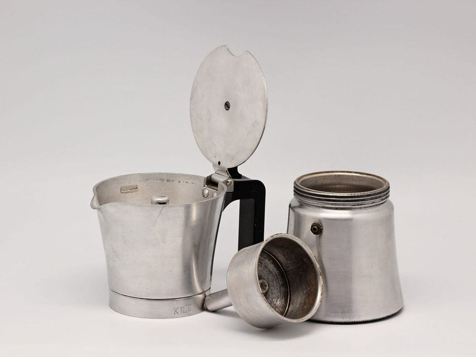 A stovetop moka pot